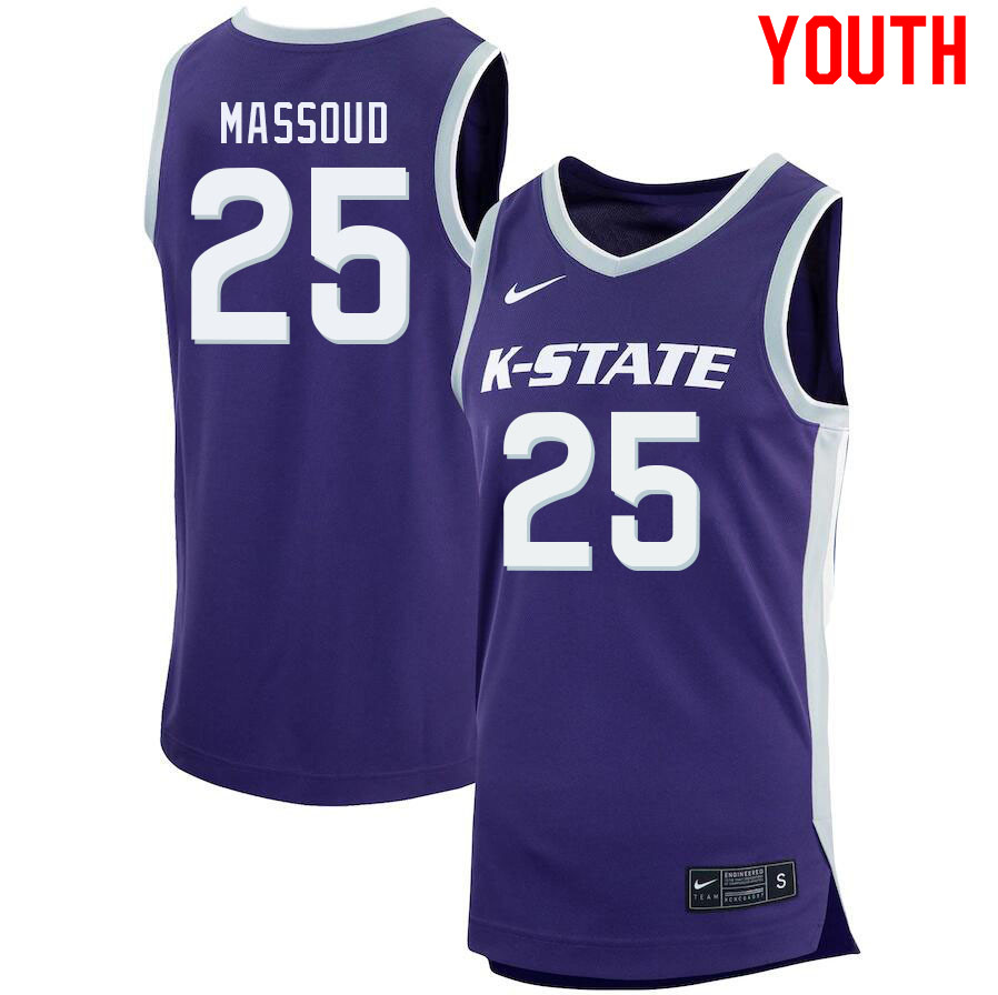 Youth #25 Ismael Massoud Kansas State Wildcats College Basketball Jerseys Sale-Purple